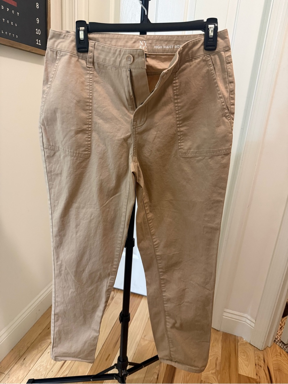 New York & Company Beige/Taupe Straight Leg High Waist Pants